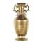 Gold Metal Weathered Vintage Amphora Decorative Vase with Scroll Handles